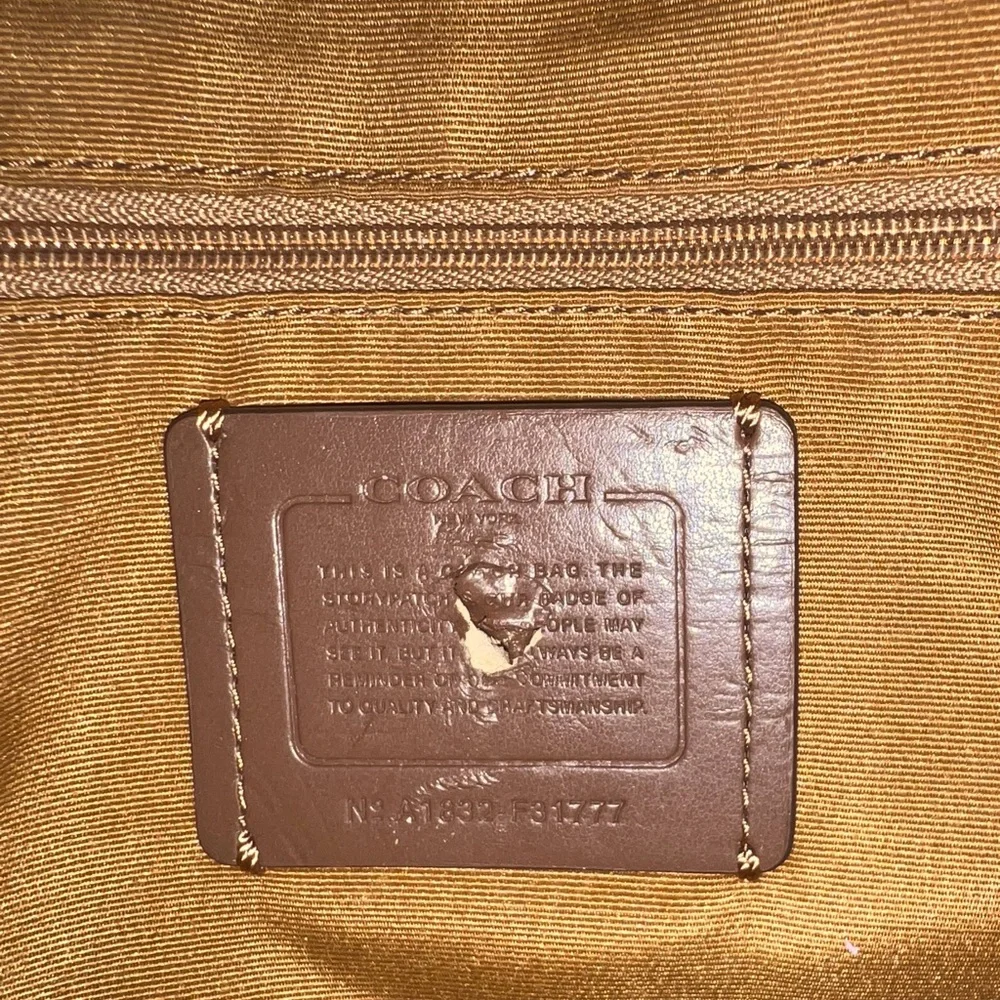 Coach Signature Canvas Floral Print Beige Brown Satchel Crossbody strap EUC - Picture 12 of 13